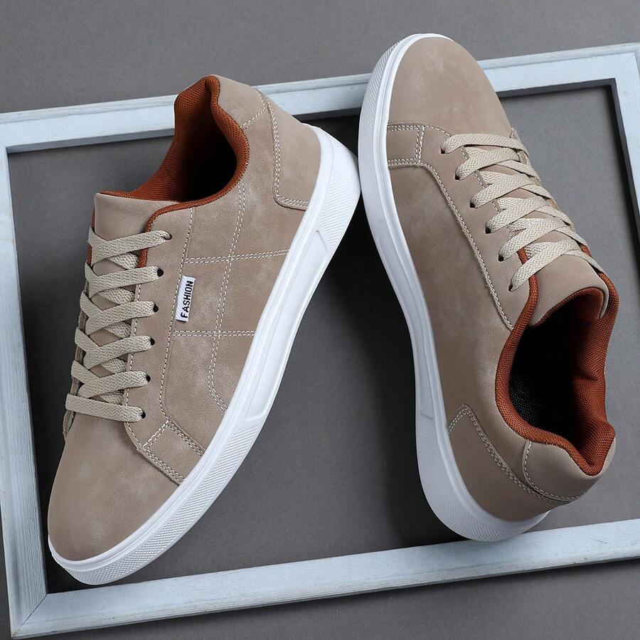 2025新款男士运动鞋 男士时尚帅气休闲鞋 系带男鞋 滑板鞋 男士运动鞋 个性街头男鞋 - 卡其色 - 查看 1