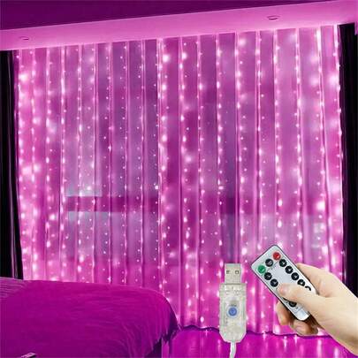 8-Function Patio Garden Decorative String Lights, Fairy Lights, Party Decor, Ramadan Decor, Room Curtain Lights, Outdoor Lights, USB Curtain Lights, Birthday Decor Lights, Indoor Lights, DIY Lights, Home Kitchen Decor Lighting, Valentine's Gift, Wedding Decor, Home Lighting Decor String Lights, Remote Control LED Curtain Lights, Christmas Decor, Halloween Decor, Thanksgiving Decor