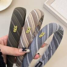 韩式优雅手工斜条纹布艺发箍，时尚复古可爱高冠布艺发圈发饰 - FG-1402 - 查看 2