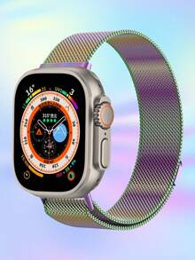1条男女通用米兰尼斯不锈钢表带，兼容 45mm、44mm、40mm、49mm、46mm、41mm、38mm、42mm，以及Series 11、10、Ultra、9、8、7、6、SE、5、4、3、2、1，时尚磁吸表带 - 44/45/46/49/S3-42mm - 查看 28