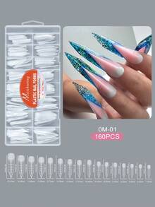 160pcs Crystal Nail Extension Mold, Duck Mouth Long Sharp Eagle Claw False Nail DIY Mold, Paperless Crystal Gel Nail Art Mold, Creative Nail Extension Mold - Clear - View 7