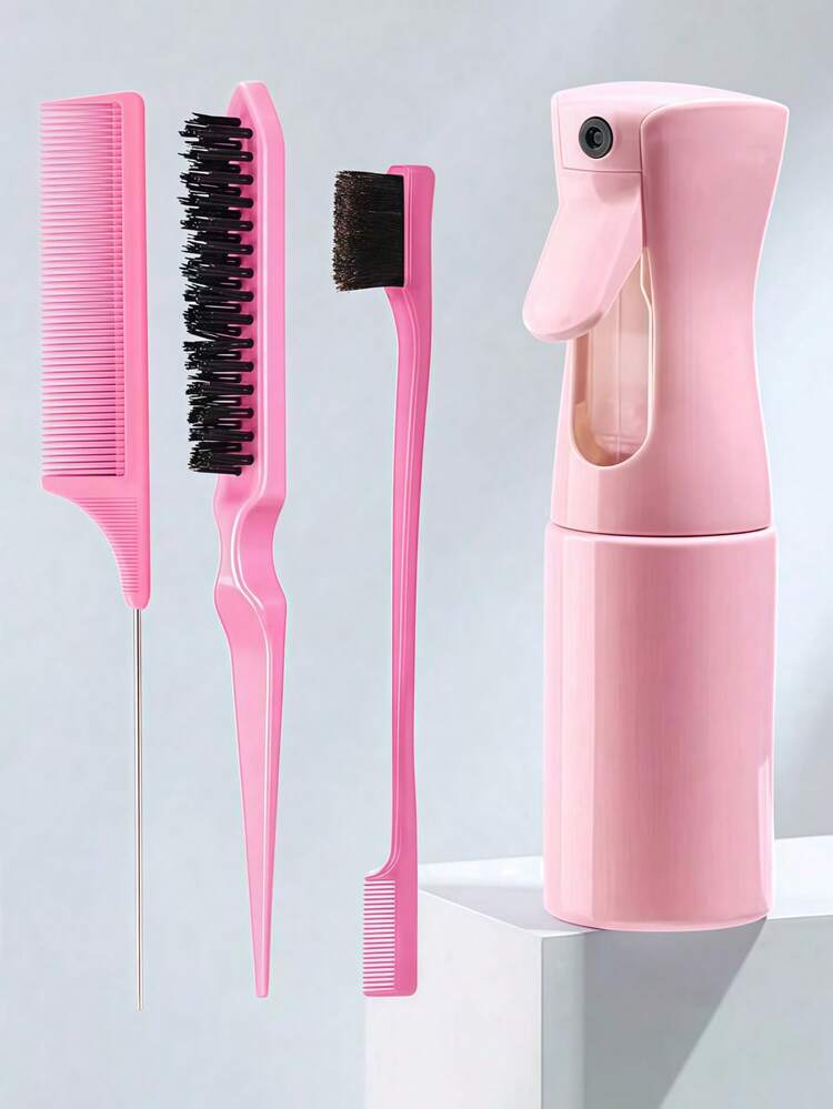 11pcs/Set Pink Hair Styling Tool Kit, Includes Comb, Cushion Brush, Spray Bottle, Hair Ties, Hair Clips, Etc. Fresh And Girly Pink Color Scheme. Suitable For Daily Bangs Styling, Braiding, Hairstyling And Hair Care, Essential For Girls And Women, Covers All Your Daily Hair Needs, Every Brushing Is A Beautifying Process. ,Hair Styling Kit Hair Accessories For Barber Salon Beauty Travel Essential Hair Products,Hair Cares,Hair Accessories - Multicolor - View 15