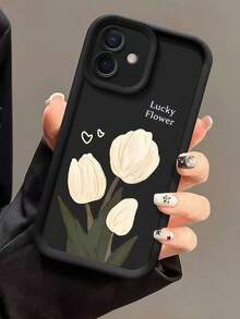 1pc Gradient Frame Dopamine Matte Lucky Tulip Heart Soft Phone Case, Minimalist Design, Cute Cartoon Style, Perfect Protection For Compatible With Honor X7/Compatible With Galaxy A56 5G/Compatible With Infinix Smart 8/Compatible With Infinix Hot 40/Transsion Spark 30C/Spark Go 2024/Compatible With Redmi Note 14 5G/ Compatible With Moto E22/E22i/Compatible With OPPO A54,International Version, Not The Domestic Version - Brown - View 2
