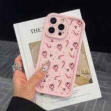 Christmas Candy Cane Pattern High Bamboo  Case, Soft Shell For Apple 16/15 Pro Max/14 Plus/13 Pro Max/12/11/7g/7p/Ix/XR/XS Max - Pink - View 8