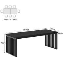 LITTLE TREE Industrial Dining Table For 4-6 Person, 180 Cm Long Rectangle Dining Table Wood Kitchen Table With Heavy Duty Metal Frame For Living Room And Dining Room - Black - View 2