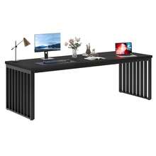 LITTLE TREE 180 Cm Computer Desk, Desk With Heavy Duty Metal Frame, Workstation Study Desk For Home Office, Brown (Without Chair) - Black - View 9