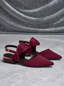 Giày bệt nữ có nơ trang trí, kiểu dáng thanh lịch cơ bản, phù hợp đi làm, công sở, dự đám cưới, dã ngoại và mọi mùa. - Màu Đỏ Sâu - Xem 3