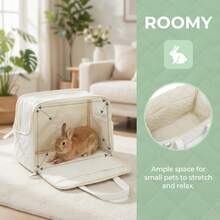 Transportín pequeño para mascotas para conejo y hámster - Bolsa plegable y transpirable con 3 lados de malla, 3 bolsillos, correa acolchada y antiescape para viajes y paseos veterinarios - Multicolor - Ver 7