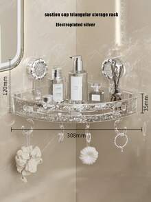 1个吸盘式储物架，壁挂式收纳架，奢华风格，适用于浴室、厨房，无需钻孔，无需胶水 - 彩色 - 查看 8
