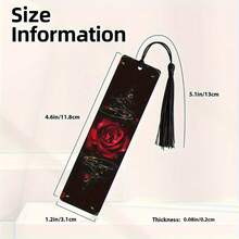 1个2D亚克力个性化玫瑰书签，带流苏，创意图案/办公用品/日常办公用品/书籍封面及配件/书签/完美的阅读配件或送给学生和爱书人的礼物 - 彩色 - 查看 4