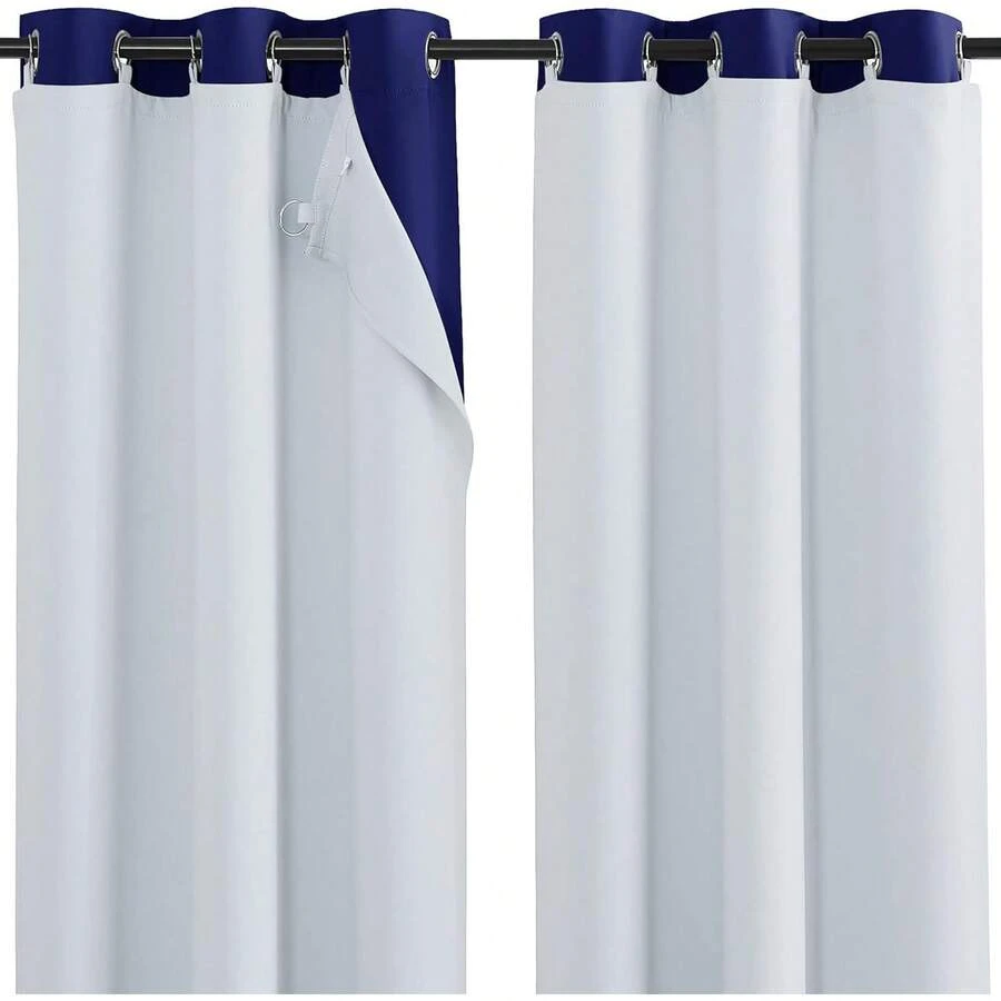Blackout Curtain Liners Sheer Curtains, Cold Heat Noise Blocking Liners With Rings: Easy To Open And Close, Thermal Liners 84 Inches Long Curtains, 1 Pair, 50 X 80 Per Panel, Home Decor - 鉑金白 - 查看 1