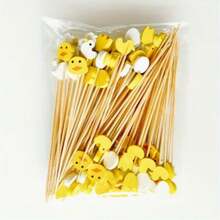 Cute Duck & Egg Cartoon Bamboo Skewers, Egg Tart Bamboo Picks, Fruit Picks, Toothpicks, Colorful Fruit Sticks, Suitable For Parties, Valentine's Day, Weddings, Birthdays, Easter And More - Multicolor - View 1