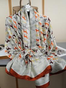 1pc Fashionable Outdoor Shawl Scarf, New Printed Scarf, Luxury Neckerchief 85*180CM, Women Silk Scarf - Multicolor - View 8