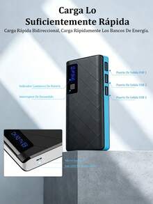 Batería Portátil de 20000 mAh con 3 Puertos USB,Banco de energía,Carga rápida incorporados Pantalla LED digital cargador portátil,Con luz LED - 4 piezas - Ver 9