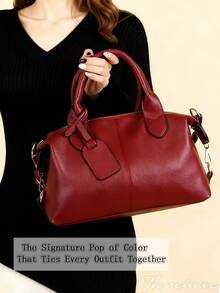 Fashionable Women's Handbag,Autumn Shoulder Bag , Large-Capacity Tote Bag With Adjustable Shoulder Straps, Can Be Carried By Hand, Worn Over The Shoulder, Or Slung Across The Body. A Simple And Casual Women's Crossbody Bag, Perfect As A Gift For Women. Soft Leather Large-Capacity Women's Handbag, Ideal For Working Women Commuting To The Office. Handbags, Office Bags, Women's Boston Bags, And Pillow Bags, Suitable For Work, Shopping, And Leisure.Valentine's Day - 彩色 - 查看 2