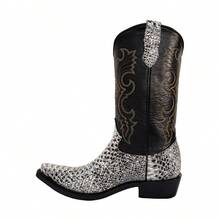 Bota Vaquera Don Pedro Grabado Piton 100% Piel - Blanco y Negro - Ver 2