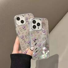 Funda Floral Delight con Espejo. Funciona también como espejo y es compatible con  17,  16 Pro Max,  15 Pro Max,  13 y  12. Fabricada en TPU, ofrece una excelente protección contra golpes y caídas. Un regalo ideal para tus seres queridos, perfecta para celebraciones de otoño, cumpleaños, aniversarios o simplemente para alegrarle el día a alguien. - Plateado - Ver 2