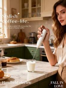 1个电动可充电迷你奶泡器，电动搅拌器，小型厨房及餐饮工具，手持式咖啡奶泡器，奶泡器，电动搅拌棒，家用微型电动奶泡器，手持式奶泡器 - 彩色 - 查看 3