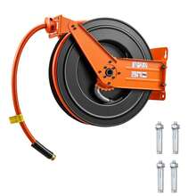 Bobina de manguera de aire retráctil, 3/4 pulgadas x 50 pies de manguera de aire de PVC Max 300PSI, Bobina de mangueras de compresor de aire de rebobinado automático con plomo de 5 pies, montaje en techo / pared doble brazo de acero pesado - 3/4 pulgadas x 50 pies - Ver 8