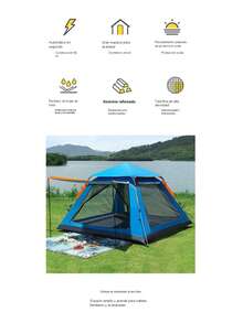 Carpa de Campamento Oxford con Revestimiento Plateado, Bloquea 99% UV, Protección Solar para Playa y Camping - Azul - Ver 6