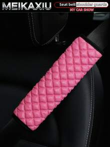 MEIKAXIU 1pc/2pcs PU Leather 3D Diamond Grid Car Seat Belt Shoulder Pads, Auto Interior Accessories - Bubble Checkered PU Leather - View 5