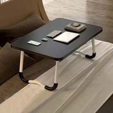 1pc Portable Folding Table For Bed, Laptop Desk, Reading Tray, Dining Table With Cup Holder