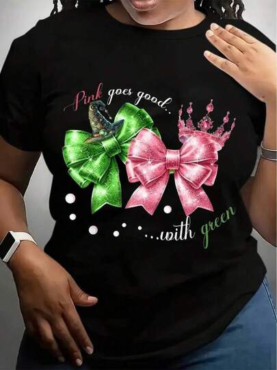 2026 New Wicked Funny Halloween Witch Graphic Tee Soft & Breathable Cotton Crew Neck T-Shirt For Women & Girls Green Bow & Crown Design With Pink Goes Good With Green Text Casual Summer Wear Parent-Child Outfits Anime Merchandise Kids Clothes Girls Young Boys Shirts School Clothes For Teens Family Matching Outfits Juniors Girl Clothes Christmas Gift For Boys & Girls Christmas T-Shirt New Year's Gift