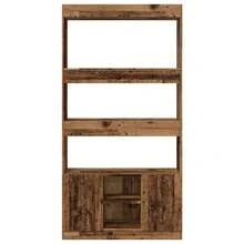 vidaXL Buffet haut vieux bois 92x33x180 cm bois d'ingénierie - Castano - Visualizzare 5