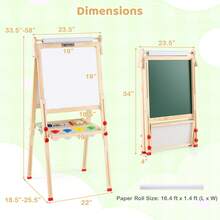 Wooden Art Easel For Kids 3 In 1 Height Adjustable Foldable Easel - Natural - View 3
