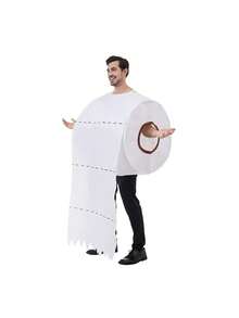 超大号卫生纸角色扮演服装，适合万圣节、狂欢节、家庭聚会，成人连体趣味服 - 彩色 - 查看 5