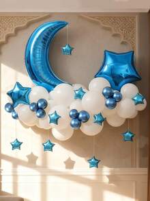 61pcs/Set Moon, Star, Cloud Balloon Garland Party Decoration Background Wall Decor - Multicolor - View 13
