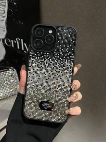 Black Rhinestone Sequin Shiny Soft Touch Comfortable 1pc Full Coverage Phone Case Compatible With Iphone 16 Party Gift Encrusted - Black - View 6