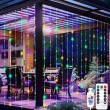 Luces de cortina LED con 8 modos, alimentadas por USB, luces de ambiente para boda, Año Nuevo, Día de San Valentín, dormitorio, sala de estar, decoración de pared, cumpleaños, fiesta, decoración de ventana interior (control remoto no incluido con batería) - Luz de cortina USB - Ver 26