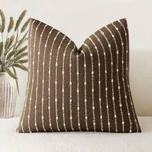 1 chiếc vỏ gối trang trí bằng vải jacquard màu nâu cà phê (không kèm ruột gối), chất liệu nhung mềm mại, hiện đại, họa tiết sọc, thích hợp cho ghế sofa, phòng ngủ, phòng khách, phòng trưng bày, trang trí nhà cửa, sử dụng được quanh năm. - Cà phê nâu - Xem 10