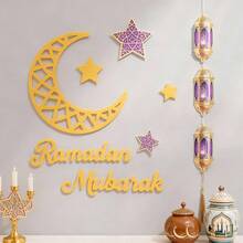 Eid Mubarak Ramadan Moon & Star Party Backdrop Decor Hanging Banner Theme Set - Multicolor - View 6