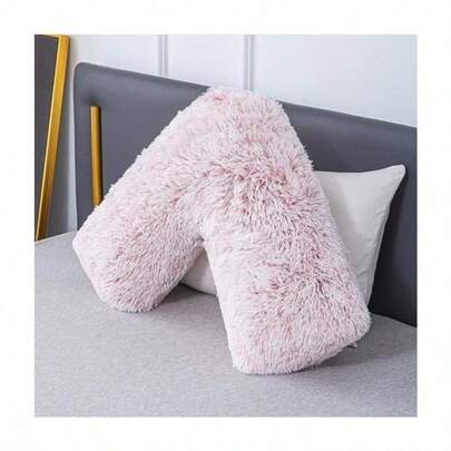 Orthopedic Long Hair V Shaped Pillow With Soft Sherpa Teddy Fleece Cover Supportive Cushion For Head Neck And Back Ideal For Maternity Nursing And Pregnancy Includes Non Allergenic Pillowcase 70 X 35 Cm