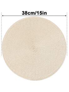 4/6 件装 15 英寸象牙白圆形编织 PP 餐垫，多种颜色可选，可水洗，防滑耐热，可用作桌垫、杯垫、花瓶垫，适用于婚礼、节日派对、餐厅、厨房、农舍风格、圣诞节和新年派对 - 象牙白色 - 查看 8