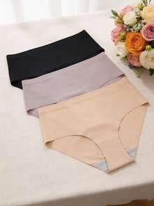 3条装女士瑜伽内裤，时尚舒适简约风 - 彩色 - 查看 5