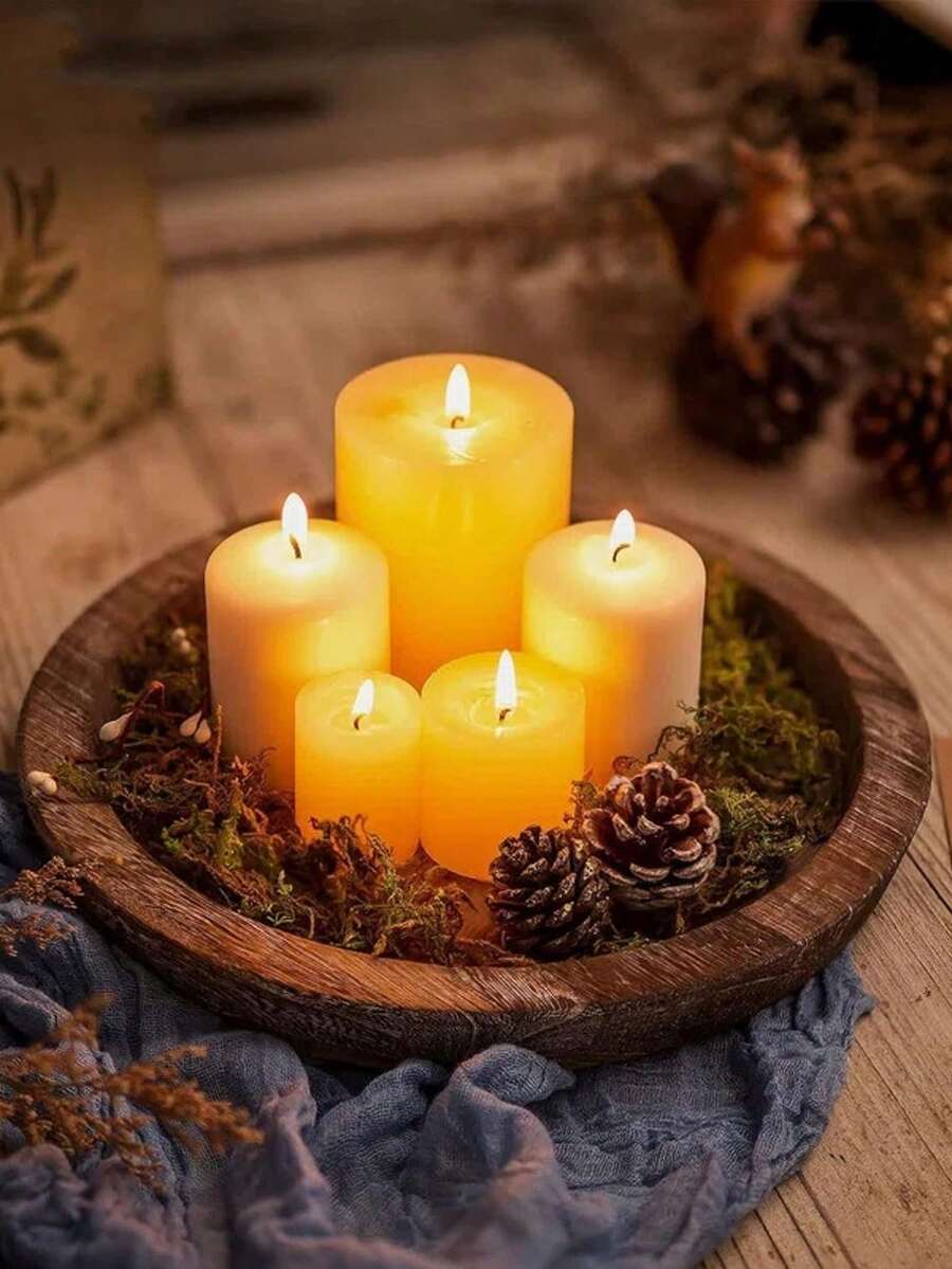 1 szt. Okrągła dekoracyjna taca, idealna do dekoracji stołu w stylu rustykalnym, stolika kawowego, wystroju kuchni, podnóżka do przechowywania i eksponowania, salonu, sypialni, przedpokoju, na stół, świetny prezent dla przyjaciółek, sióstr, córek, matek