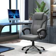 Vinsetto Office Chair, Ergonomic Computer Chair With Rocking Function, Adjustable Height, Headrest, Armrests, Grey Linen Look, 66 X 75 X 110-120 Cm For Optimal Working Comfort | Aosom.De - 灰色 - 查看 2