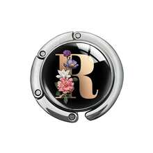 可折叠包包挂钩、钱包挂钩、手提包挂钩、桌面挂架、个性化字母A-Z、钱包夹、女士手提包挂钩、桌面挂架，更好地保护和展示您的包包 - 黑色字母 - 查看 26