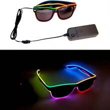 1pc EL Lighting Eyeglasses, Colorful Glow Glasses For Festivals, Parties, Bars, Celebrations, Random Color - Multicolor - View 6