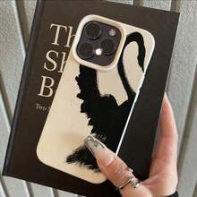 1个TPU材质水墨黑天鹅剪影图案手机壳，兼容 17 Pro Max/17/16 Pro Max/15/13/12/11、S20 FE/A15/S24/A55、Redmi Note 11/Note 12/Note 13 Pro，全包防摔软壳保护套 - 白色 - 查看 2