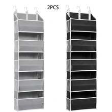 Hanging Behind Door Organizer, Organizer Box, Hanging Closet Storage Organizer, 5 Tier Hanging Behind Door Organizer With 10 Large Capacity Pockets, Anti-Tilt, Suitable For Bedroom, Bathroom, Pantry, New Year Gift, Holiday Gift-Gray + Black (2-Pack) - 灰色+黑色(2pcs) - 查看 7