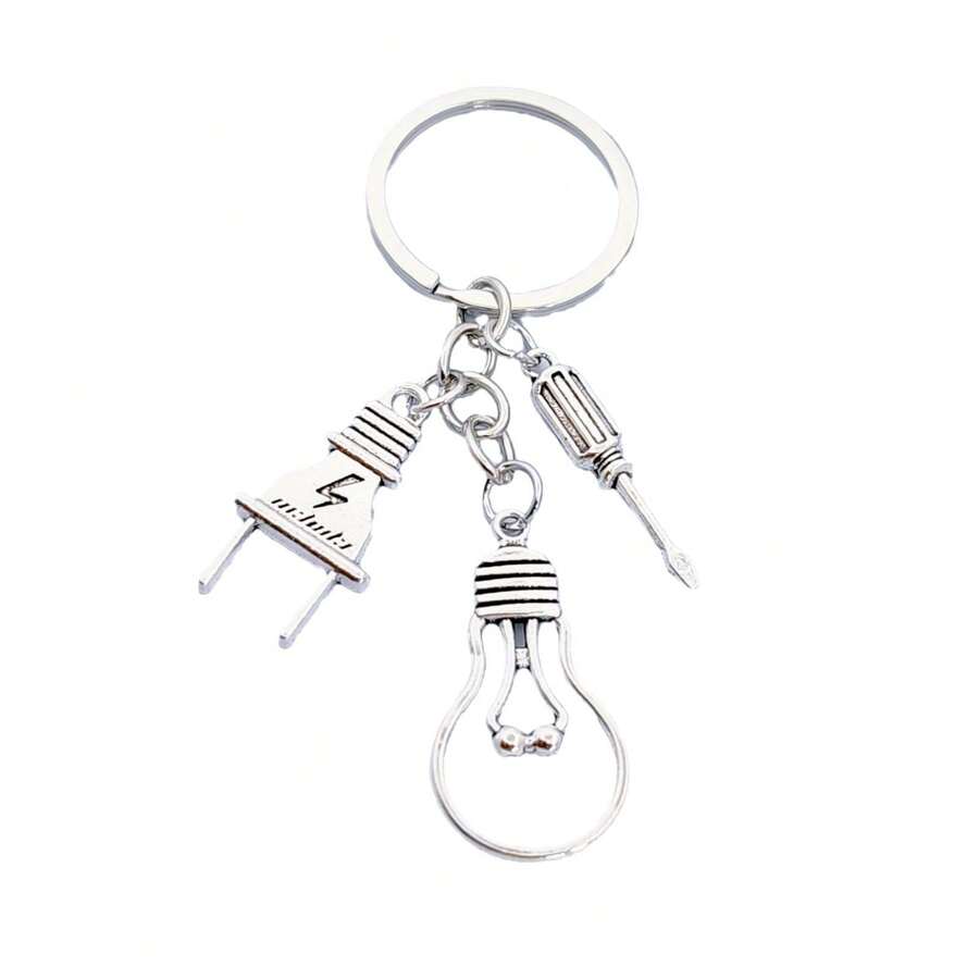 Zinc Alloy Screwdriver, Light Bulb, Plug Pendant Keychain, Electrician Gift, Bag Accessory - Multicolor - View 1