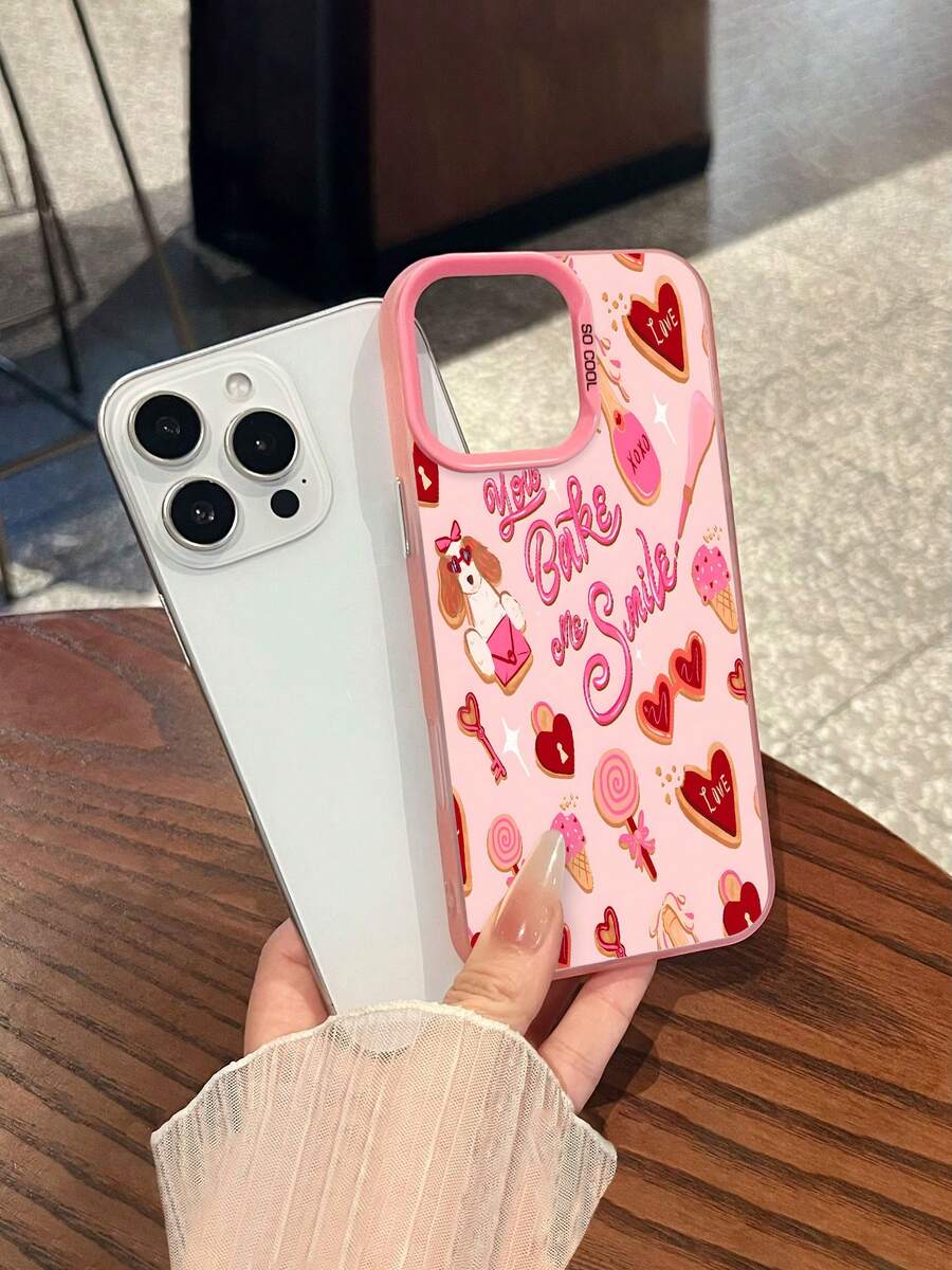 Estuche para teléfono con patrón de gafas de sol para perros y golosinas compatible con estuches para teléfonos 17 16 Pro Max 15 Pro Max 13 y 12 Duradero, a prueba de golpes y elegante Un gran regalo para familiares, amigos, seres queridos y novios/novias - Rosa - Ver 1