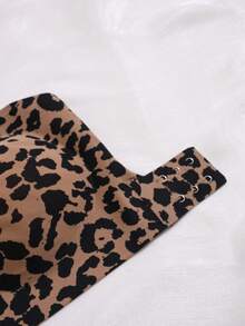 女士无缝豹纹衬垫文胸，无肩带，交叉后背设计，休闲舒适，简约薄纱，无钢圈，黑色，隐形基础款，可调节文胸，豹纹上衣 - 咖啡棕 - 查看 10