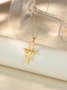 Customized Personalized Black Engraved Cross Necklace, Mother's Day Gift, Exquisite Unique Accessory, Ideal Gift For Family And Friends - Multicolor - View 3