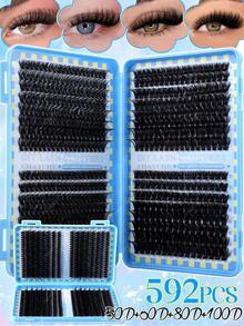 CMAYOME 640/592/576 Pieces D Fluffy Eyelash Set, Thickening Eyelash Extension Set, 3D Independent Eyelash Set, Artificial Sable Eyelash Set. Eyelash Curling Diameter: 10MM/11MM/12MM/13MM/14MM/15MM/16MM. Eyelash Extension Drama Eyelash Extension Set, Includes Lower Eyelashes. - Baby Blue - View 5