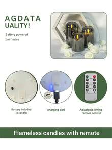 3 piezas de luces de velas sin llama recargables con temporizador y control remoto, velas LED recargables que no se derriten, color marfil, velas con llama cálida, adecuadas para el hogar, Halloween, Navidad, San Valentín, regalos, cumpleaños, bodas, fiestas, diferentes luces de ambiente para días festivos - Gris - con cable de carga - Ver 11